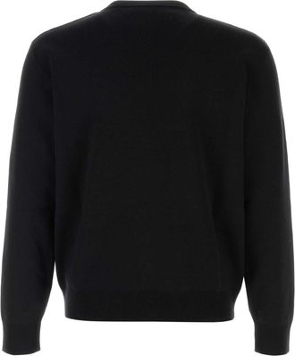 Gucci Mens Logo-Striped Wool Mix Sweater Black