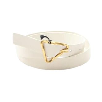 Bottega Veneta Pre-owned Belts, female, Beige, Size: ONE SIZE Pre-owned Grasp Triangle Leather Belt