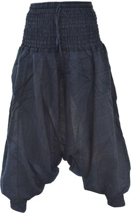 Gheri Womens Plain Multilayered Elastic Waist Light Harem Trousers Black