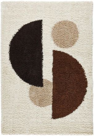 Nazar Rugs Alfombra shaggy de pelo largo dise&ntilde;o geom&eacute;trico - marr&oacute;n - 160x230 cm