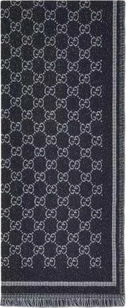 Gucci Sjaal met GG-print en franje - Blauw