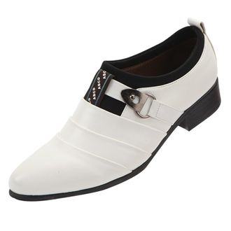 Generic Business Dress Shoes for Men Vintage Without Lacing Slip On Loafers Pointed Toe Breathable Soft Leather Shoe Block Heel Non Slip Fashion Footwear for 