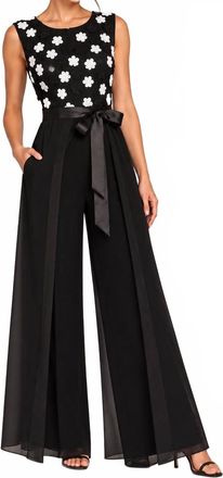 Frank Lyman Design Floral Sleeveless Jumpsuit In Black/white