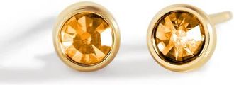 Mint & Lily Birthstone Bezel Studs in Gold-Tone /November Citrine at Nordstrom