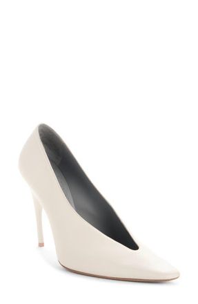 Balenciaga Duchesse Pointed Toe Pump in White Snow/Gold at Nordstrom, Size 10Us