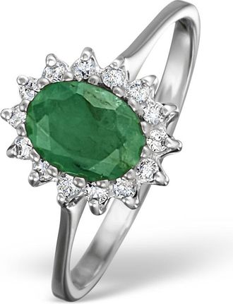 The Diamond Store Emerald 0.83ct And Diamond 9K White Gold Ring