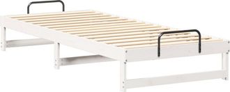 vidaXL Bed Frame with Carry Handles White Solid pine wood Vidaxl