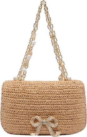 Self Portrait self-portrait Raffia Bow Charm Shoulder Bag