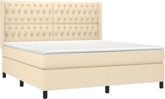 vidaXL Vidaxl - Cama Box Spring Colch&oacute;n Y Luces Led Tela Crema 180x200 Cm