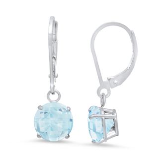 MAX + STONE Solid 10K Yellow or White Gold 8mm Gemstone Dangle Earrings