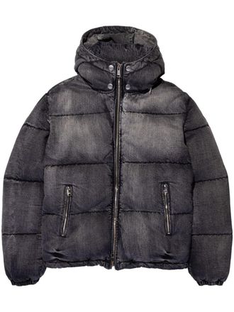 Purple Piumino denim con cappuccio - Nero