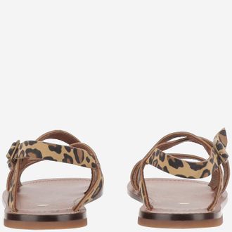 P&egrave;P&egrave; Leopard-Print Leather Sandals - Brown