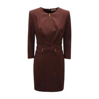 Elisabetta Franchi Short Dresses, female, Brown, Size: L Abito Wo Zip Dress Ab-823-56E2