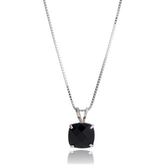MAX + STONE 925 Sterling Silver or 14k Gold 8mm Cushion Cut Gemstone Pendent Necklace
