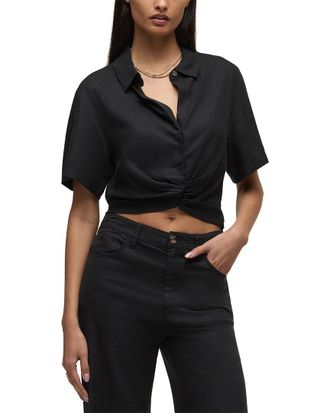 Hudson Knotted Button Down Linen-Blend Shirt