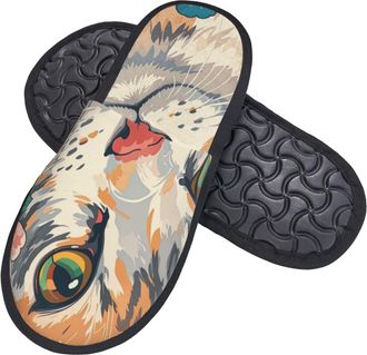 Generic Cotton Slippers Cats Animal Lightweight Sliders Fluffy Slippers For Hotel Big Kid Bedroom L