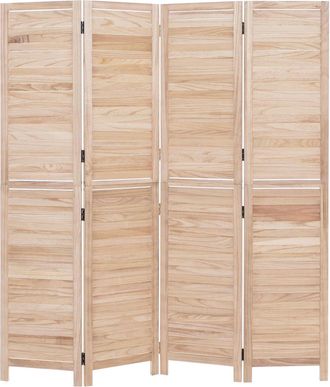 Hhg [nunca Usado] Biombo Hhg-510b, Separador De Ambientes, Mampara De Protecci&oacute;n Visual, Madera De Paulownia Vintage, 180 X 161 Cm, Natural