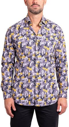 Maceoo Fibonacci Ascension Contemporary Fit Button-Up Shirt in Grey at Nordstrom, Size 4