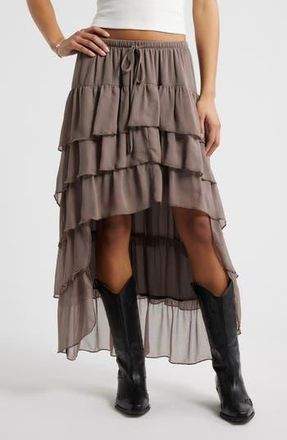 BP. Tiered High-Low Maxi Skirt in Brown Quartz at Nordstrom Rack, Size X-Small