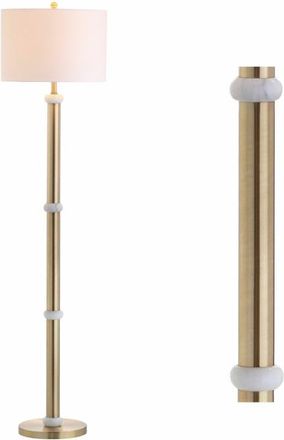 Jonathan Y Designs Gregory Metal/Marble LED Floor Lamp in Brass Gold/white at Nordstrom