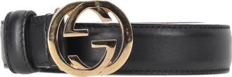 Gucci Pre-owned Womens Belt with Interlocking G Buckle in Black Leather - One Size