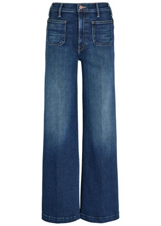 Mother Hustler Roller Skimp Patch Pockets Wide-leg Stretch-denim Jeans - Navy - 29 (W29 / UK12 / M)