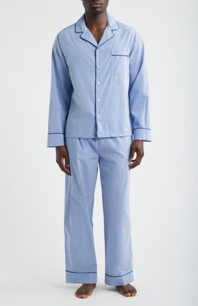 Nordstrom Poplin Woven Pajama Set in Blue Chambray- Navy at Nordstrom, Size X-Small