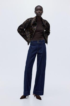 H&M Wide High Jeans in Dark Denim Blue at Nordstrom, Size 12