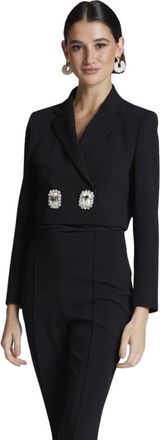 Moskada Crepe Cropped Jas - Dames - Blazers - Zwart - M - Leer - Jassen