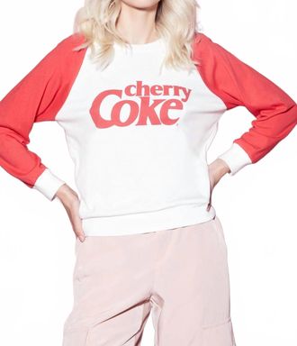 Wildfox Cherry Coke Contrast Fiona Crewneck Sweatshirt In Vanilla/tango