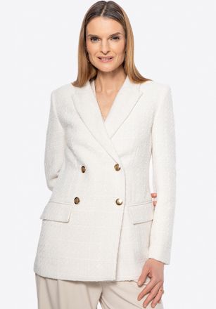 Wittchen Dames lange boucl&eacute; jas in beige polyester