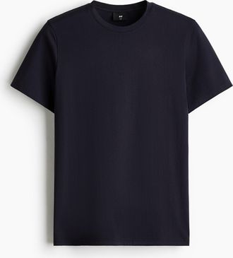 H&M T-Shirt aus Pima-Baumwolle Slim Fit - Marineblau