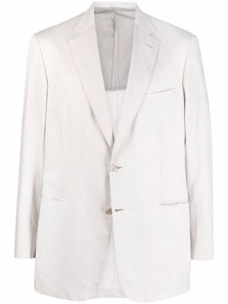 Brioni striped single breasted blazer - White