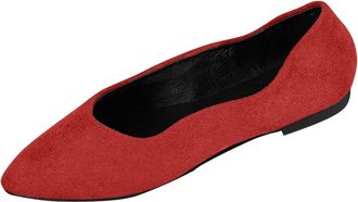 Generic Womens Ballet Flats Casual Pointed Toe Pumps Shoes Solid Color Classic Fashionable Lightweight Comfy Slip On Dressy Shoes Work Office Leisure Red