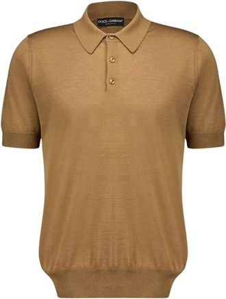 Dolce & Gabbana Truien & Vesten, Heren, Bruin, S, Cashmere en Zijde Poloshirt