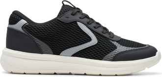 Clarks Womens Athleisure Oxford Flat, Black Combi Textile, 8.5 Wide