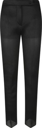 Max Mara Broeken, Dames, Zwart, L, Leer, Slim-fit Pantalon