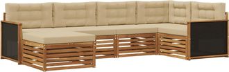 vidaXL Conjunto De Sof&aacute;s De Exterior 6 Uds. Natural Y Beige Vidaxl