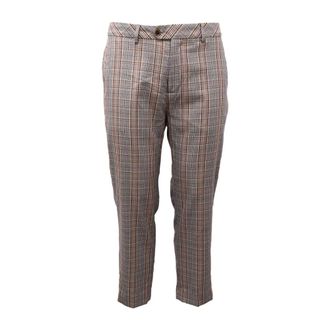 Scotch & Soda Cropped Trousers, male, Gray, W32, Plaid trousers with elastane for men