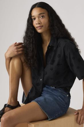 Levi's Camicia accorciata Novelty Harlie a manica corta - Donna - XS - Nero / Anthracite Night