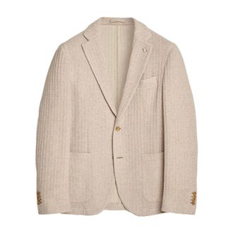 L.B.M. 1911 Blazers, male, Beige, Size: 2XL Beige Jersey Americana Slim Fit