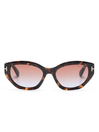 Tom Ford Eyewear Occhiali da sole cat-eye con effetto tartarugato - Marrone
