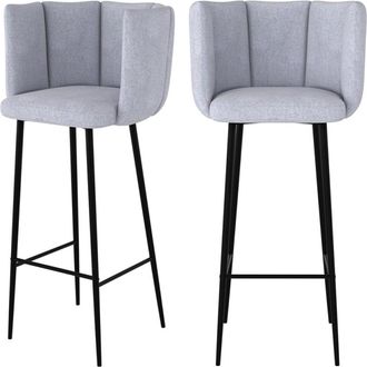 Rendez-Vous Déco Set de 2 sillas de bar de terciopelo gris claro 75 cm
