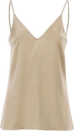 Brunello Cucinelli Tops, Dames, Beige, XS, Satijn, Stretch Zijde Satijn Camisole