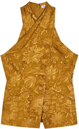 Veronica Beard Pacey Floral-jacquard Satin top - Gold - 10 (UK14 / L)