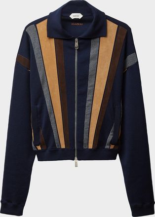 Versace Colorblocked Wool-Blend Zip-Up Blouson Jacket