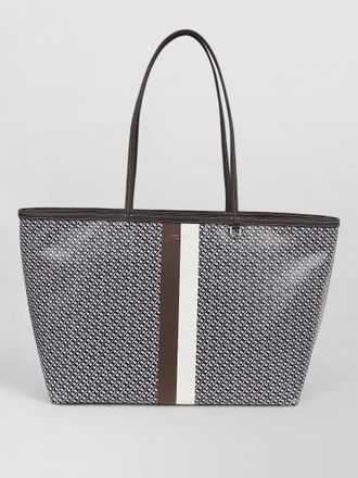 Tory Burch canvas tote bag race stripe shoulder
