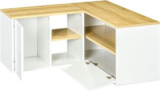 HOMCOM Homcom - Mobile tv Moderno a l con 3 Ripiani Aperti e 2 Armadietti