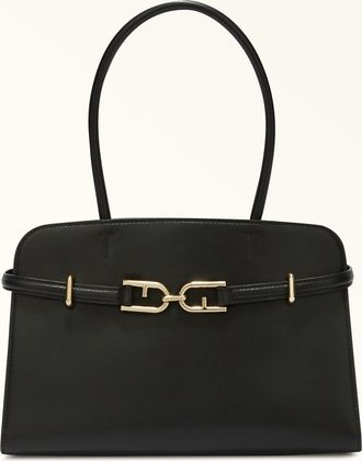 Furla Meti Satchel M Nero Black Sidney Calf Leather Woman
