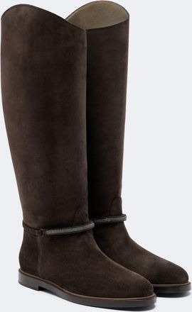 Brunello Cucinelli Monili suede knee-high boots